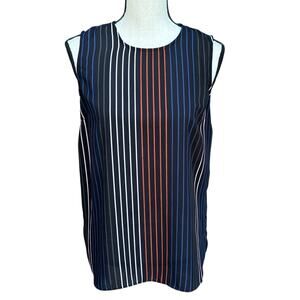 Who What Wear Sleeveless Shell Tank Top Blouse in Mod Stripes Women's Small